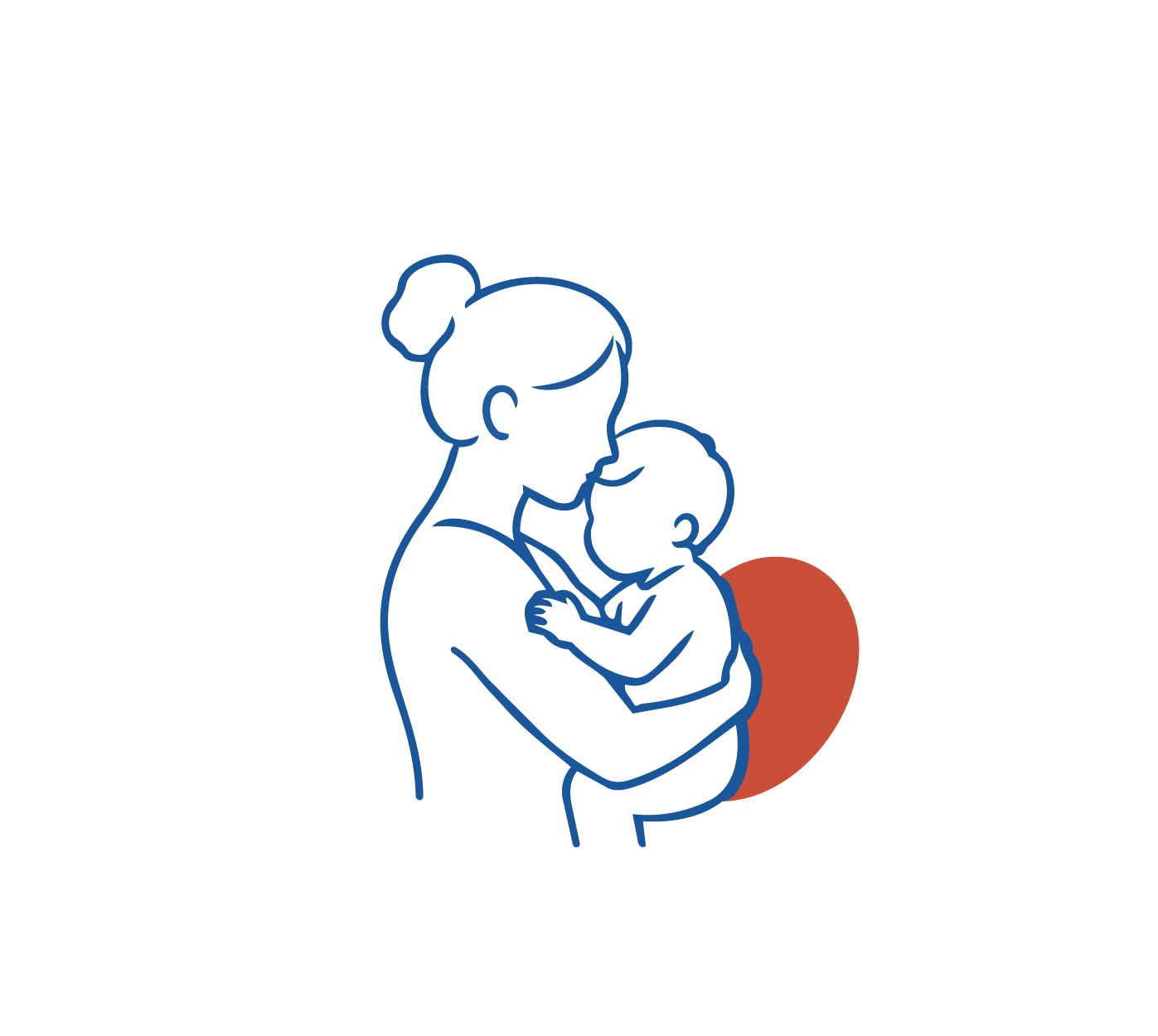 Illustratie van een ouder die een baby draagt.